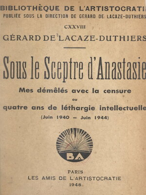 cover image of Sous le sceptre d'Anastasie